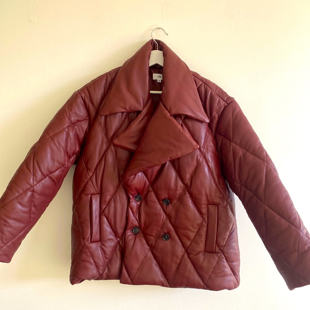 Leather Puffer Jacket NEVER USED